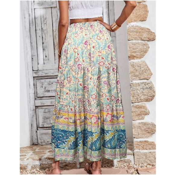 Boho Paisley Print Cottagecore Maxi Skirt - Picture 4 of 10